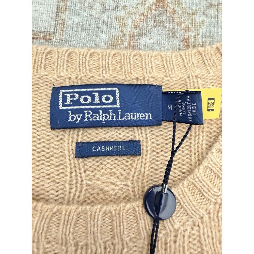 Polo Ralph Lauren Men’s The Iconic Cable Knit Cashmere Sweater Brown Size M NWT - Picture 5 of 11